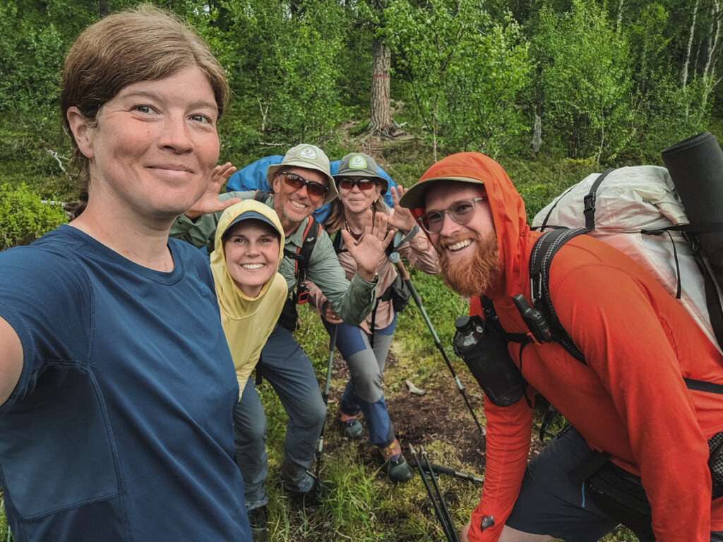 Wilda Nilsson med fjällvandrare på Kungsleden